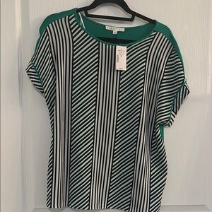 Eloquii Black and White Boxy Short Sleeve Blouse